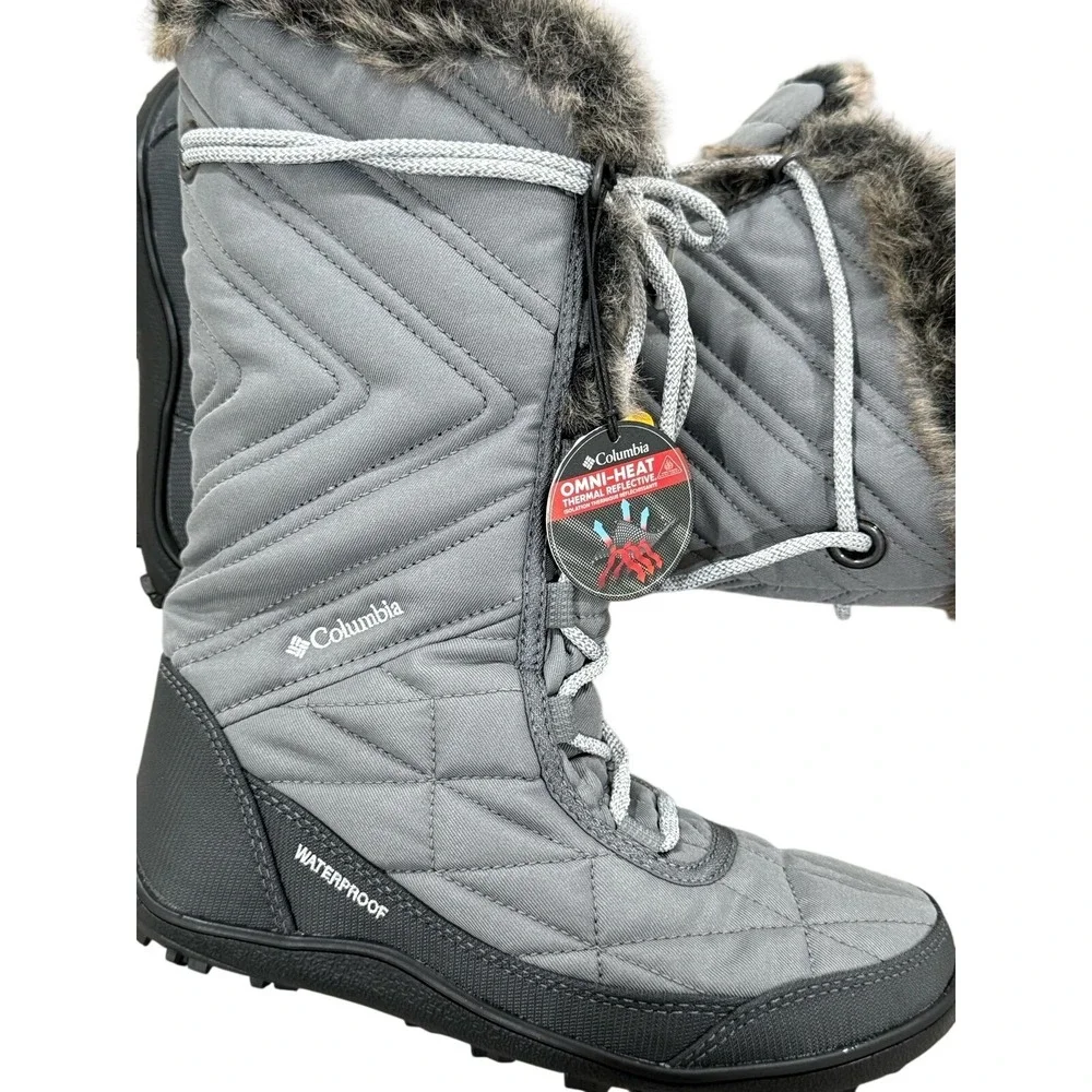 Columbia Omni-Grip Winter Boots Gray Fur Trim Womens‎ Size 5